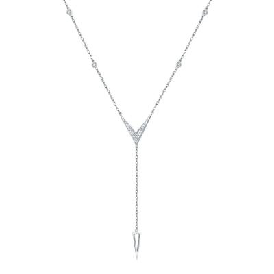 1/10 ct. tw. Diamond Lariat Necklace in 10K White Gold