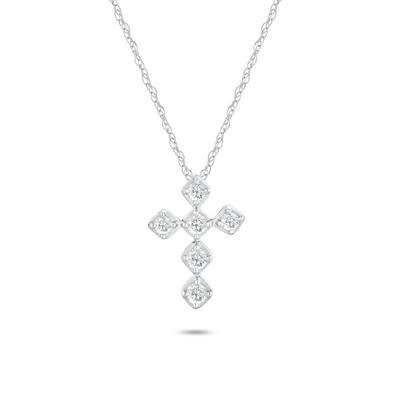 Diamond Cross Pendant Necklace in 10K White Gold (1/4 ct. tw.)