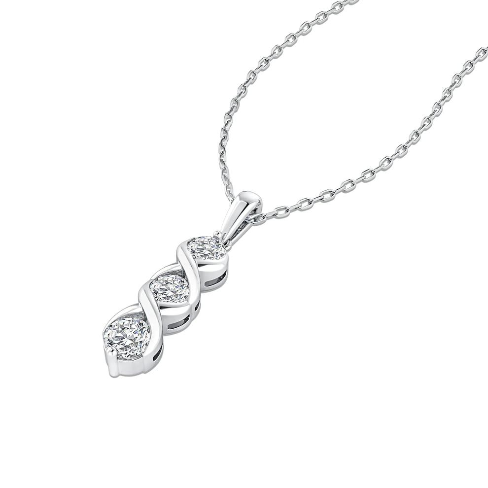 Diamond Three-Stone Linear Pendant in 10K White Gold (5/8 ct. tw.) – Image 4 of 4