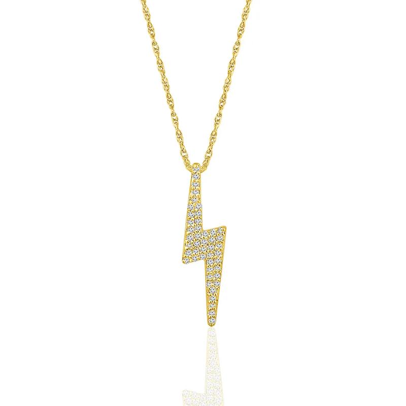 Lightning Bolt Pendant with Pav&eacute; Diamonds in 10K Yellow Gold &#40;1/10 ct. tw.&#41; – Image 1 of 2