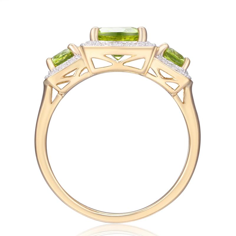 Peridot and Diamond Ring in 10K Yellow gold &#40;1/5 ct. tw.&#41; – Image 2 of 3