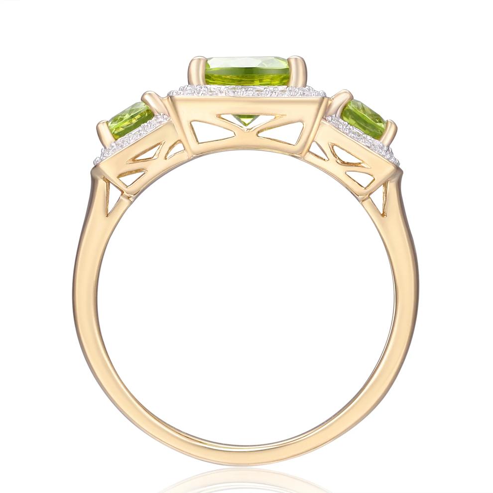 Peridot and Diamond Ring in 10K Yellow gold (1/5 ct. tw.) – Image 2 of 3