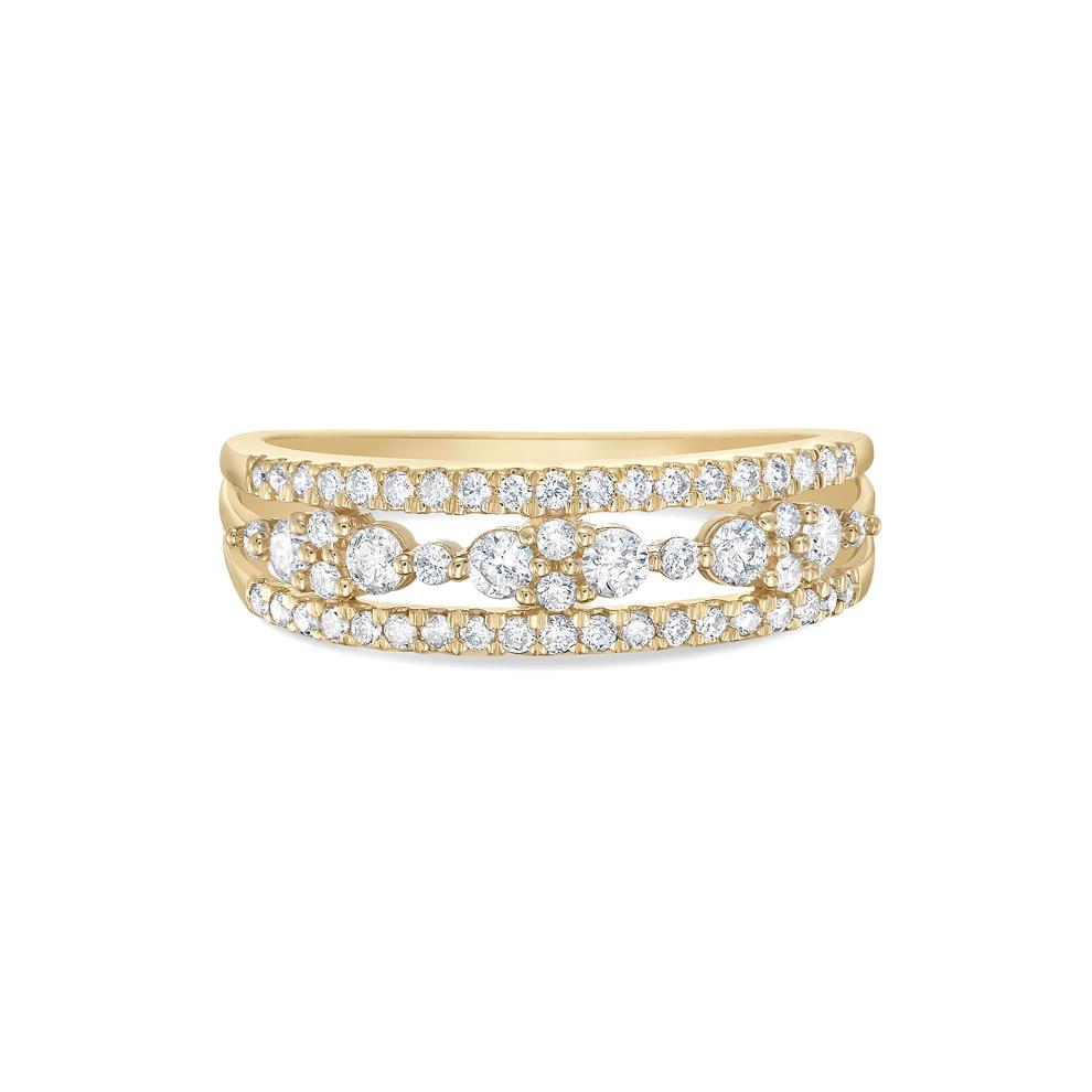 Diamond Multi-Row Band in 10K Yellow Gold (1/2 ct. tw.) – Image 1 of 4