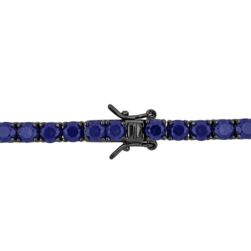 Lab-Created Blue Sapphire Bracelet in Sterling Silver &amp; Black Rhodium – Image 2 of 4