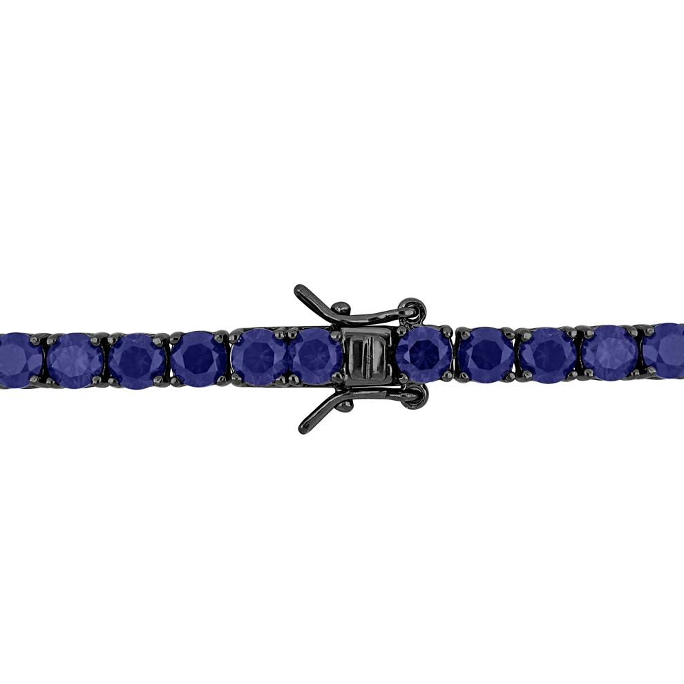 Lab-Created Blue Sapphire Bracelet in Sterling Silver &amp; Black Rhodium – Image 2 of 4