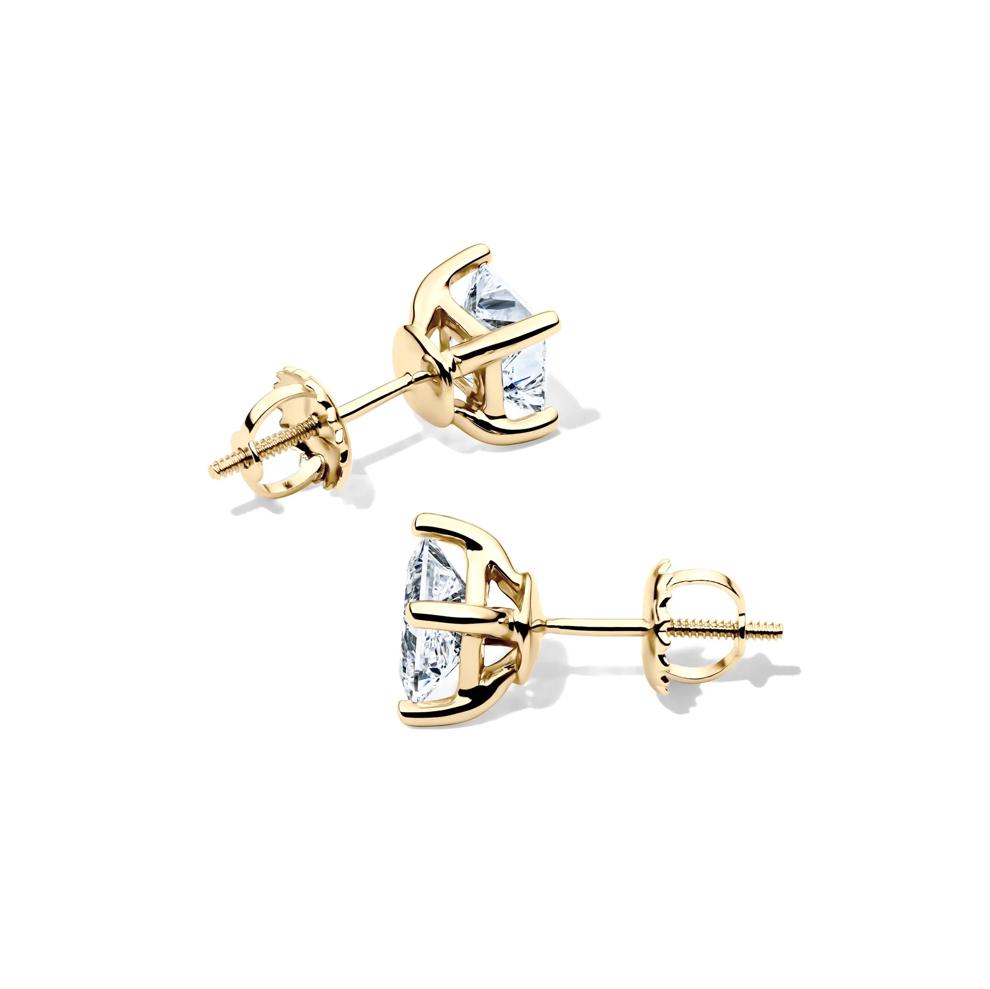 Lab Grown Diamond Princess-Cut Martini Stud Earrings in 14K Yellow Gold (1 1/2 ct. tw.) – Image 2 of 3
