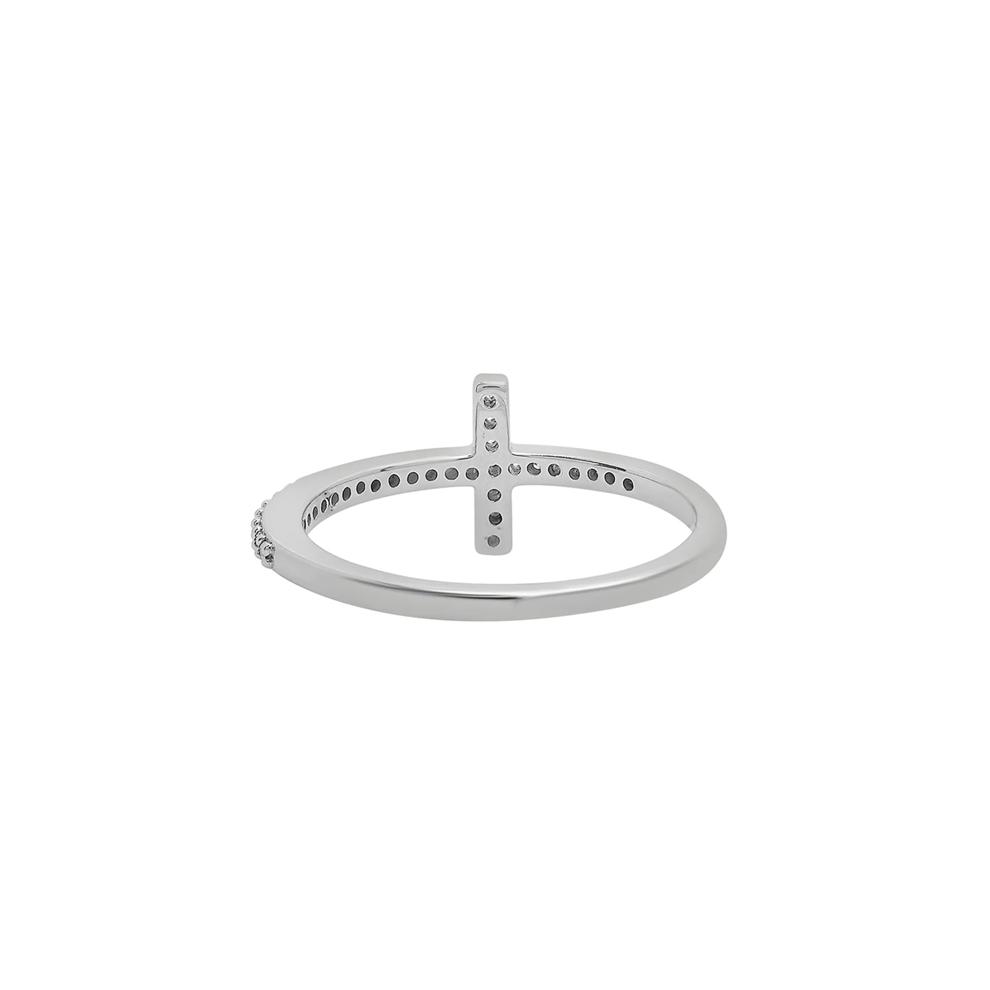 Diamond Cross Ring in Sterling Silver (1/8 ct. tw.) – Image 5 of 5