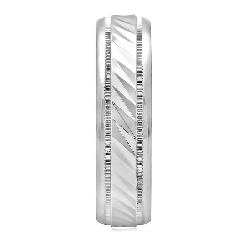 Men&#39;s Wave Pattern Band in Sterling Silver, 6MM – Image 2 of 2