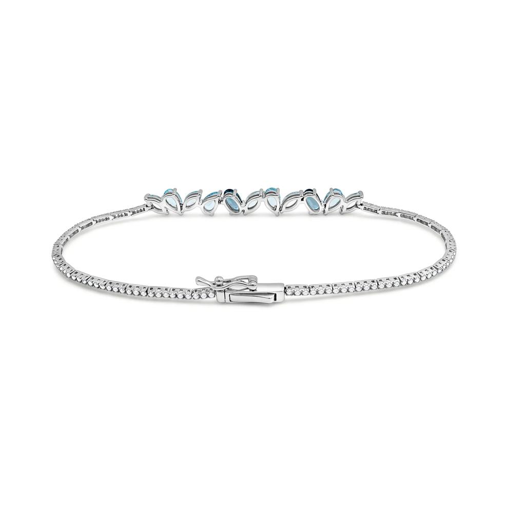 Blue Topaz &amp; Diamond Bracelet in Sterling Silver (1/2 ct. tw.) – Image 2 of 2