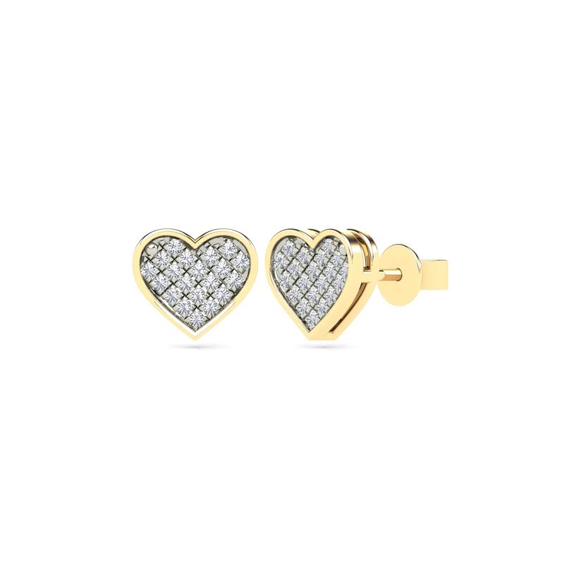 Diamond Heart Earrings in 14K Yellow Gold (1/10 ct. tw.) – Image 1 of 1