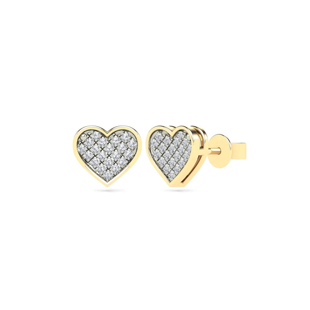 Diamond Heart Earrings in 14K Yellow Gold (1/10 ct. tw.) – Image 1 of 1