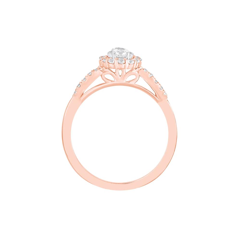 Diamond Oval Halo Engagement Ring in 10K Rose and White Gold (1/2 ct. tw.) – Image 2 of 3