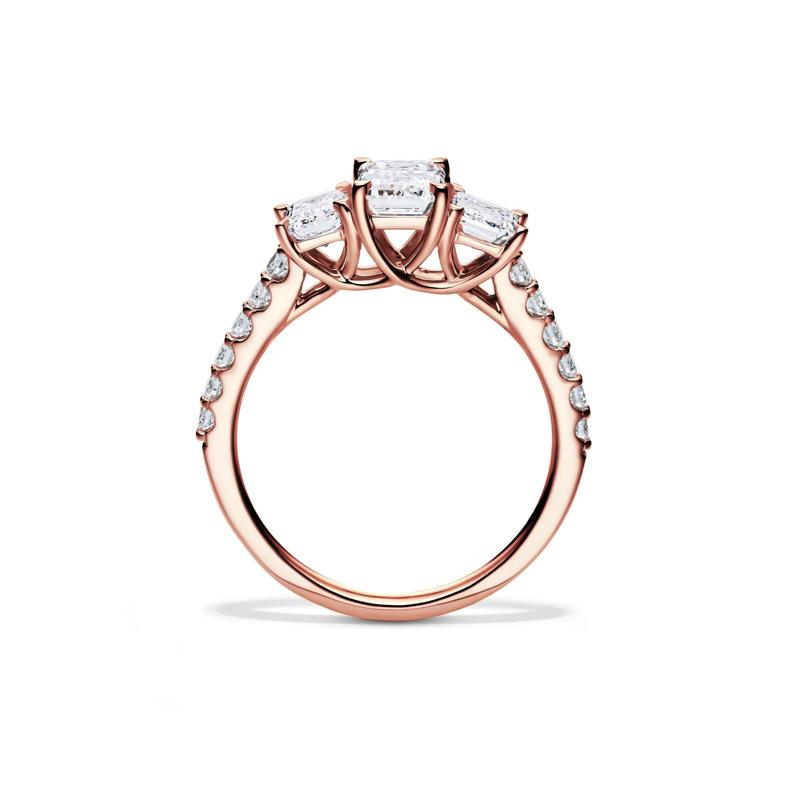 Lab Grown Diamond Emerald-Cut Three Stone Ring in 14K Rose Gold &#40;2 ct. tw.&#41; – Image 2 of 4