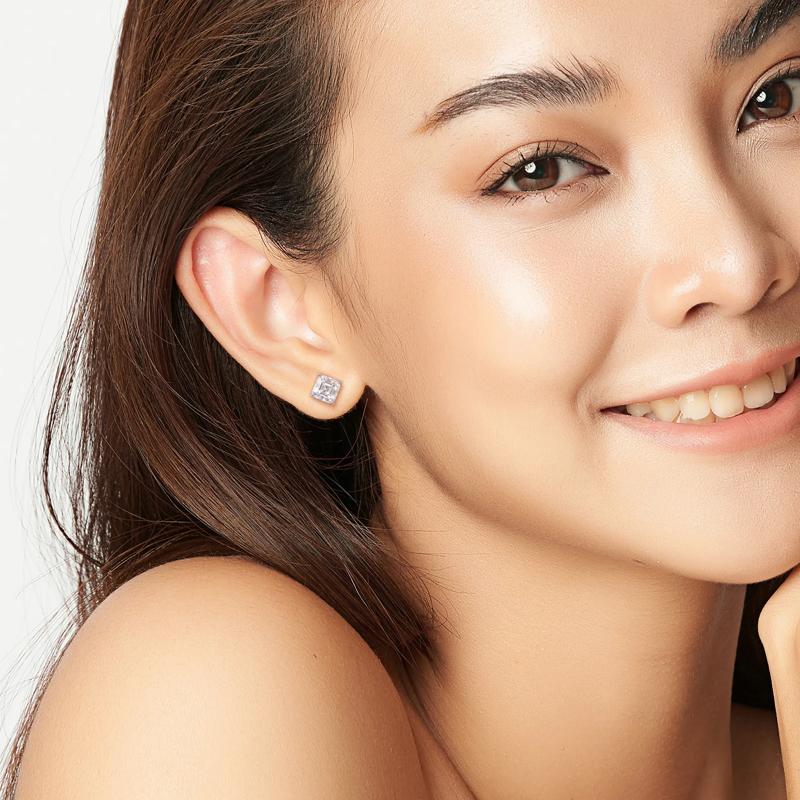 Lab-Created Moissanite Octagon Stud Earrings in Sterling Silver &#40;3 ct. dew&#41; – Image 2 of 5