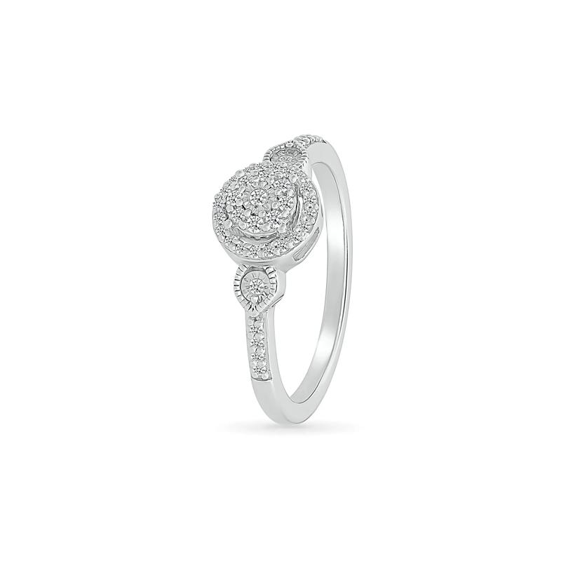 Diamond Halo Promise Ring in Sterling Silver &#40;1/7 ct. tw.&#41; – Image 4 of 5