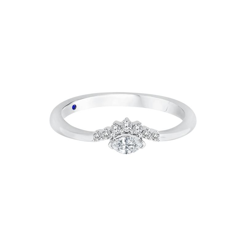 Diamond and Blue Sapphire Ring in 10K White Gold &#40;1/7 ct. tw.&#41; – Image 1 of 3