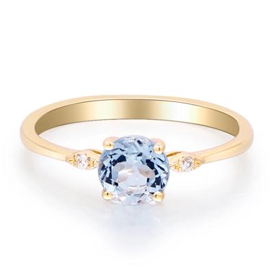 Aquamarine & Diamond Ring in 10K Yellow Gold