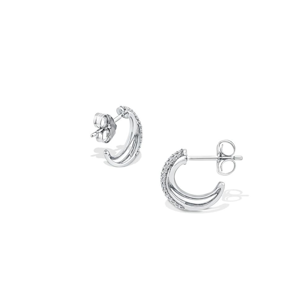 Diamond Twist Hoop Earrings in Sterling Silver (1/3 ct. tw.) – Image 2 of 3
