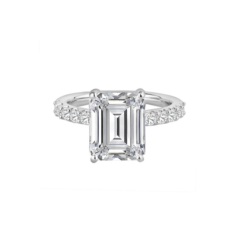 Lab Grown Diamond Emerald-Cut Engagement Ring in 14K White Gold &#40;7 3/4 ct. tw.&#41; – Image 1 of 4
