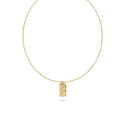 Men's Striped Design Dog Tag Pendant Necklace in 18K Gold Vermeil