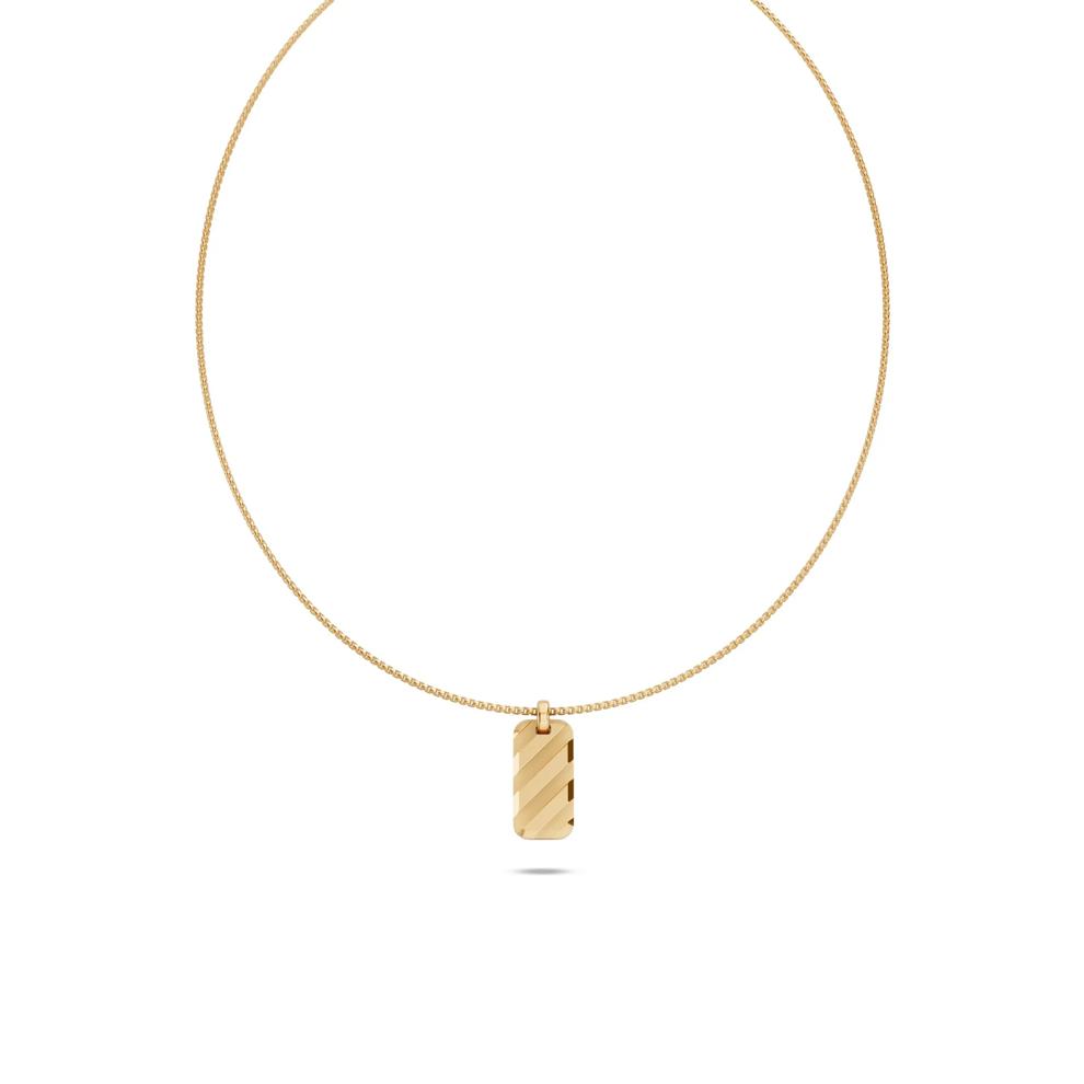 Men's Striped Design Dog Tag Pendant Necklace in Vermeil – Image 1 of 9