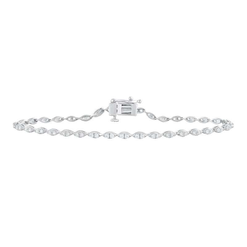 Faux Marquise Diamond Tennis Bracelet in 10K White Gold &#40;1 ct. tw.&#41; – Image 1 of 1