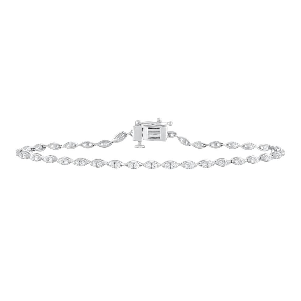 Faux Marquise Diamond Tennis Bracelet in 10K White Gold (1 ct. tw.) – Image 1 of 1