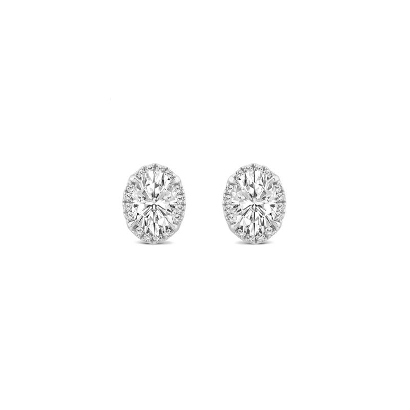 Lab Grown Diamond Oval Halo Earrings in 10K White Gold &#40;1 1/2 ct. tw.&#41; – Image 3 of 3
