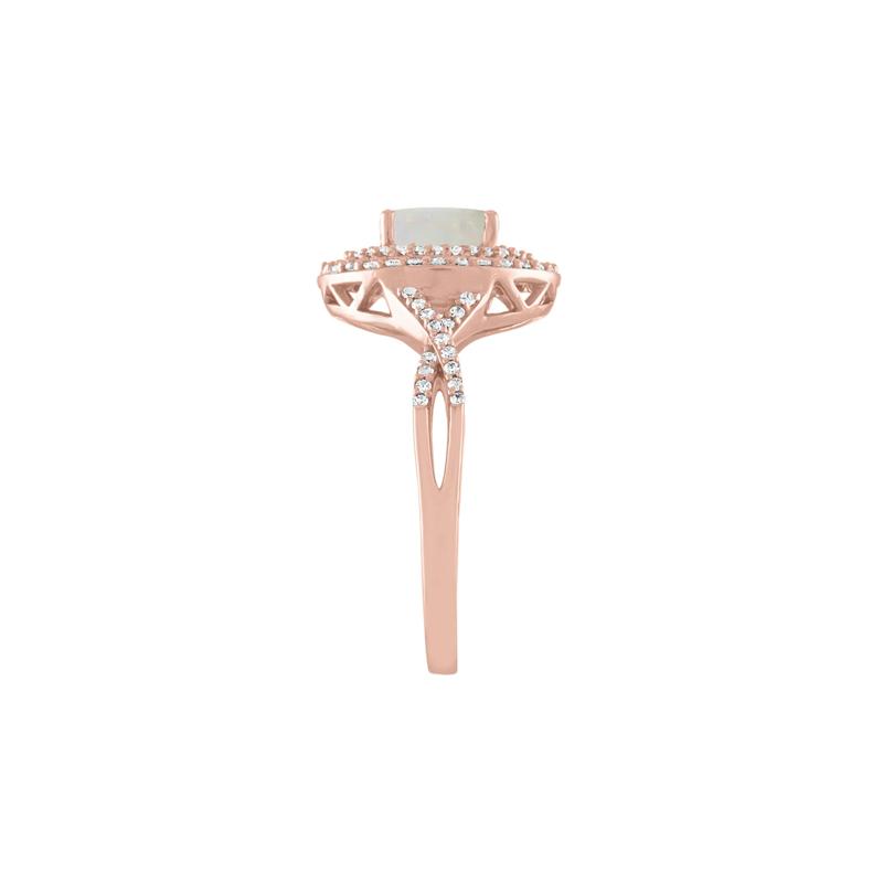 Opal &amp; 1/3 ct. tw. Diamond Ring in 10K Rose Gold – Image 3 of 3