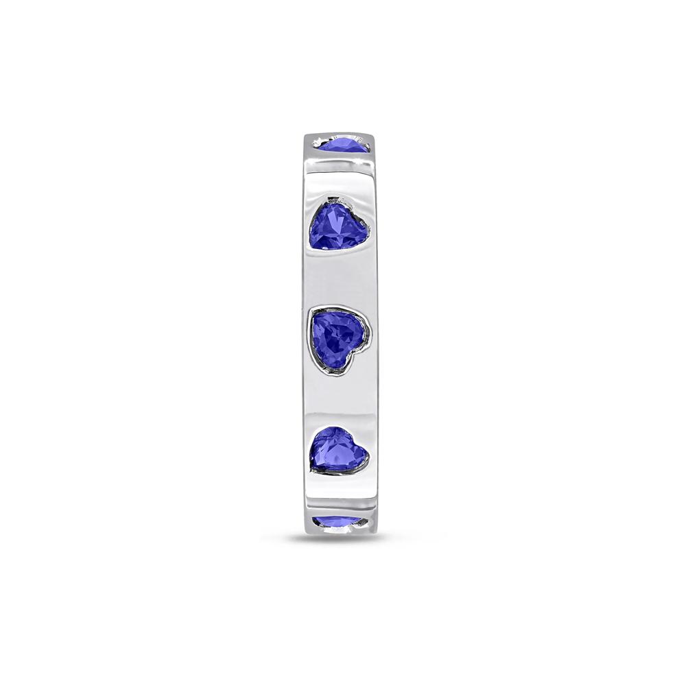 Heart-Shaped Lab-Created Blue Sapphire Eternity Band in Sterling Silver – Image 3 of 6