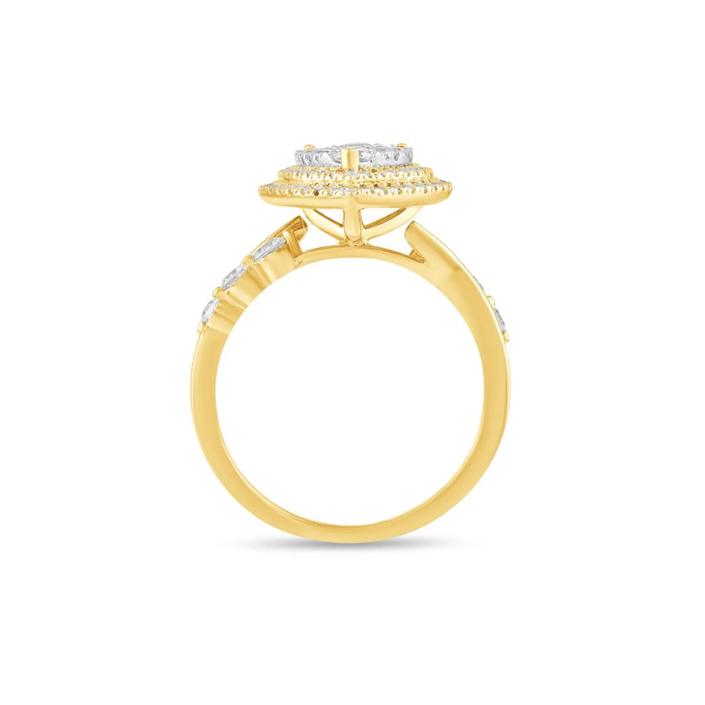 Diamond Pear-Shaped Double Halo Composite Engagement Ring in 10K Yellow &amp; White Gold (1 ct. tw.) – Image 2 of 4