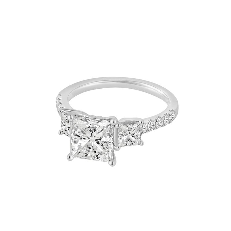 Lab Grown Diamond Princess-Cut Three-Stone Engagement Ring in 14K White Gold &#40;3 ct. tw.&#41; – Image 2 of 4