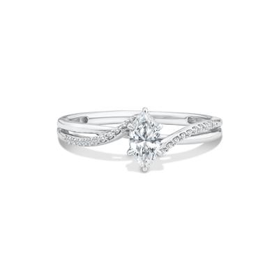 Lab Grown Diamond Marquise Center Promise Ring in 10K Gold