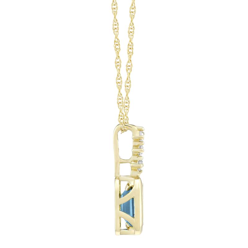 Swiss Blue Topaz and Diamond Accent Pendant in 10K Yellow Gold – Image 2 of 3
