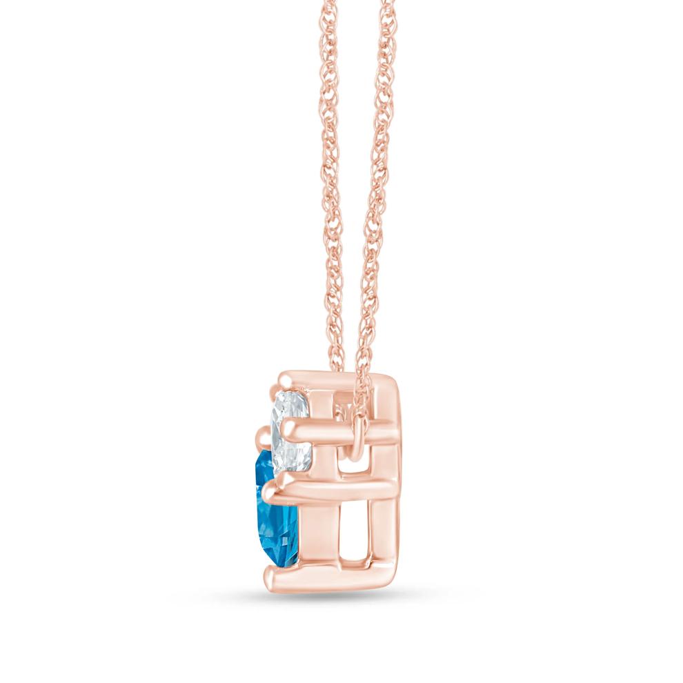 Lab Grown Diamond Blue and White Diamond Three-Stone Necklace in 14K Rose Gold (1/2 ct. tw.) – Image 2 of 3