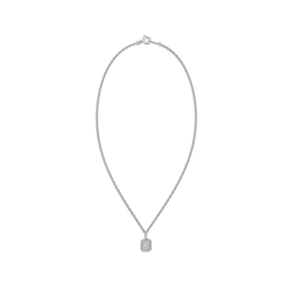 Diamond Baguette Center Pendant Necklace in 10K White Gold (1/3 ct. tw.) – Image 3 of 4