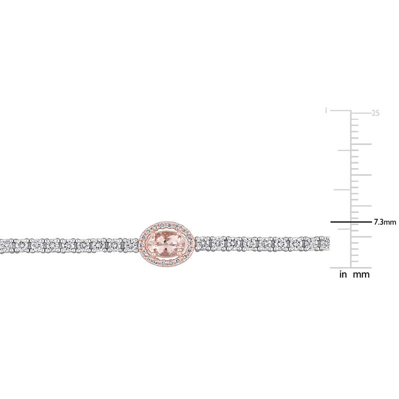 Morganite &amp; Diamond Tennis Bracelet in 14K White &amp; Rose Gold &#40;2 ct. tw.&#41; – Image 4 of 4