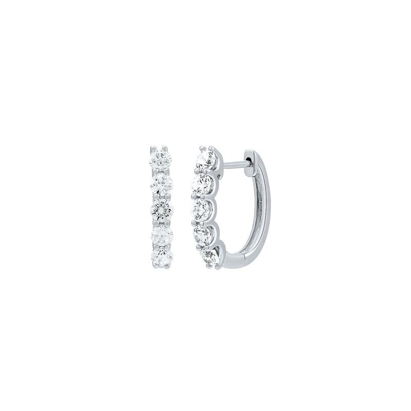 Lab Grown Diamond Round Hoops in 14K White Gold &#40;1 ct. tw.&#41; – Image 1 of 1
