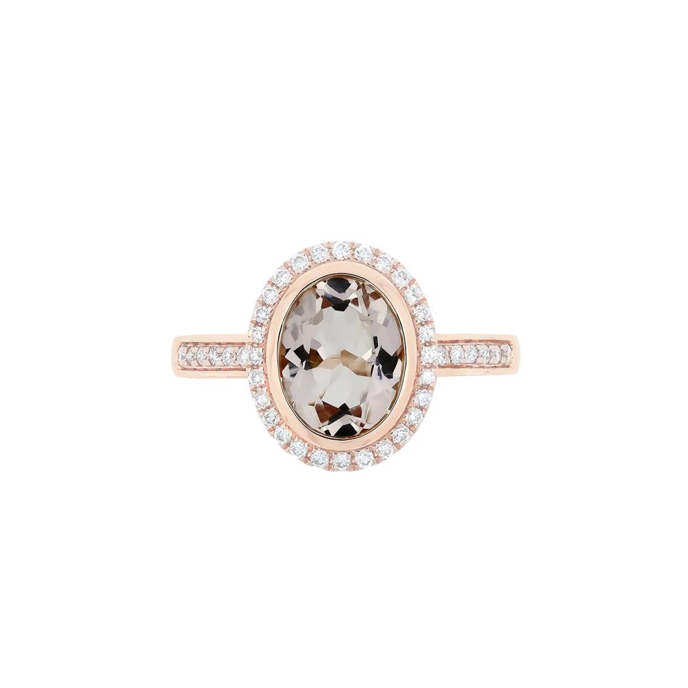 Morganite and Diamond Oval Halo Ring in 10K Rose Gold (1/5 ct. tw.) – Image 1 of 3