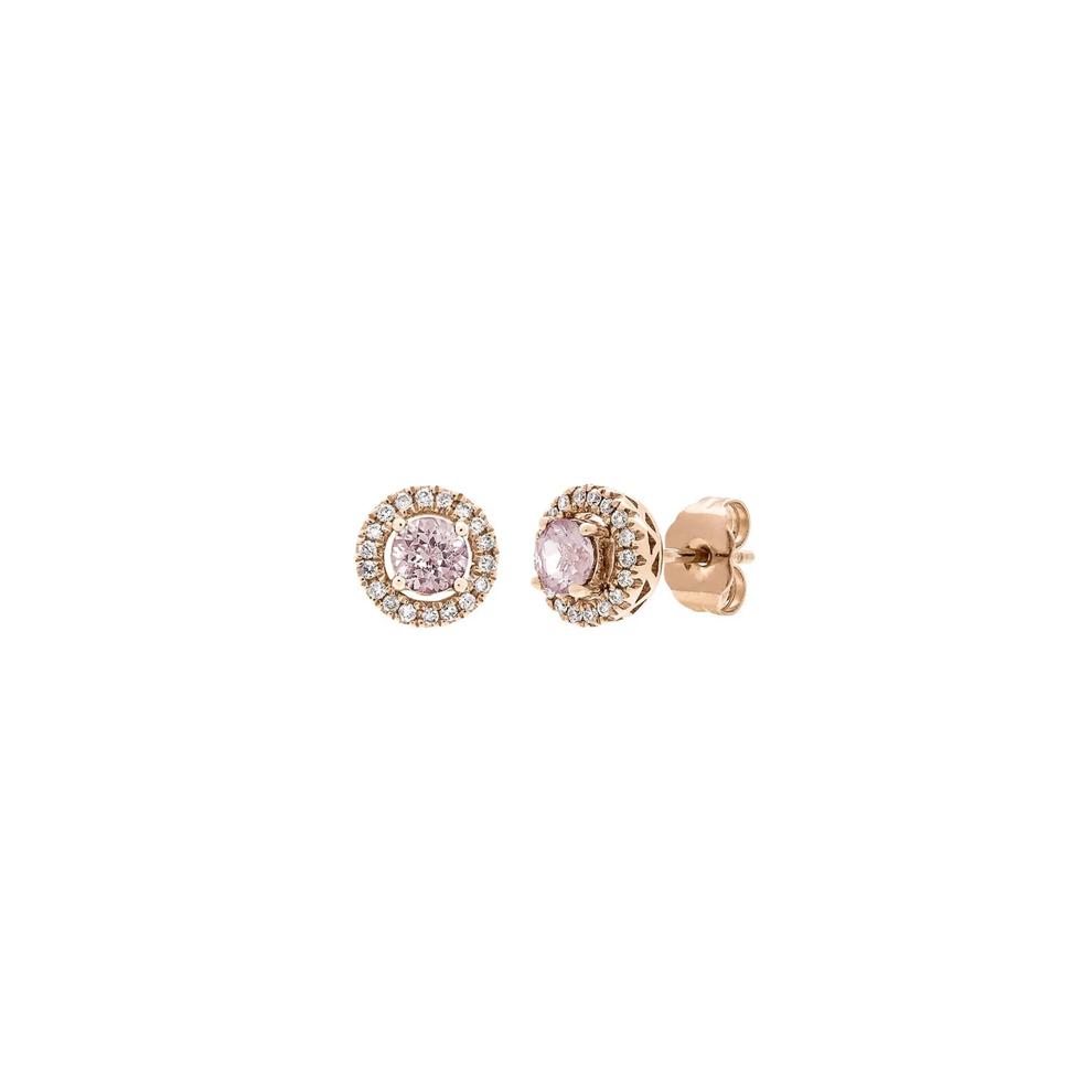 Morganite &amp; 1/7 ct. tw. Diamond Halo Stud Earrings in 10K Rose Gold – Image 1 of 1
