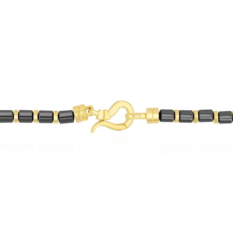 Men&#39;s Hematite Barrel Bead Necklace in Vermeil – Image 2 of 4