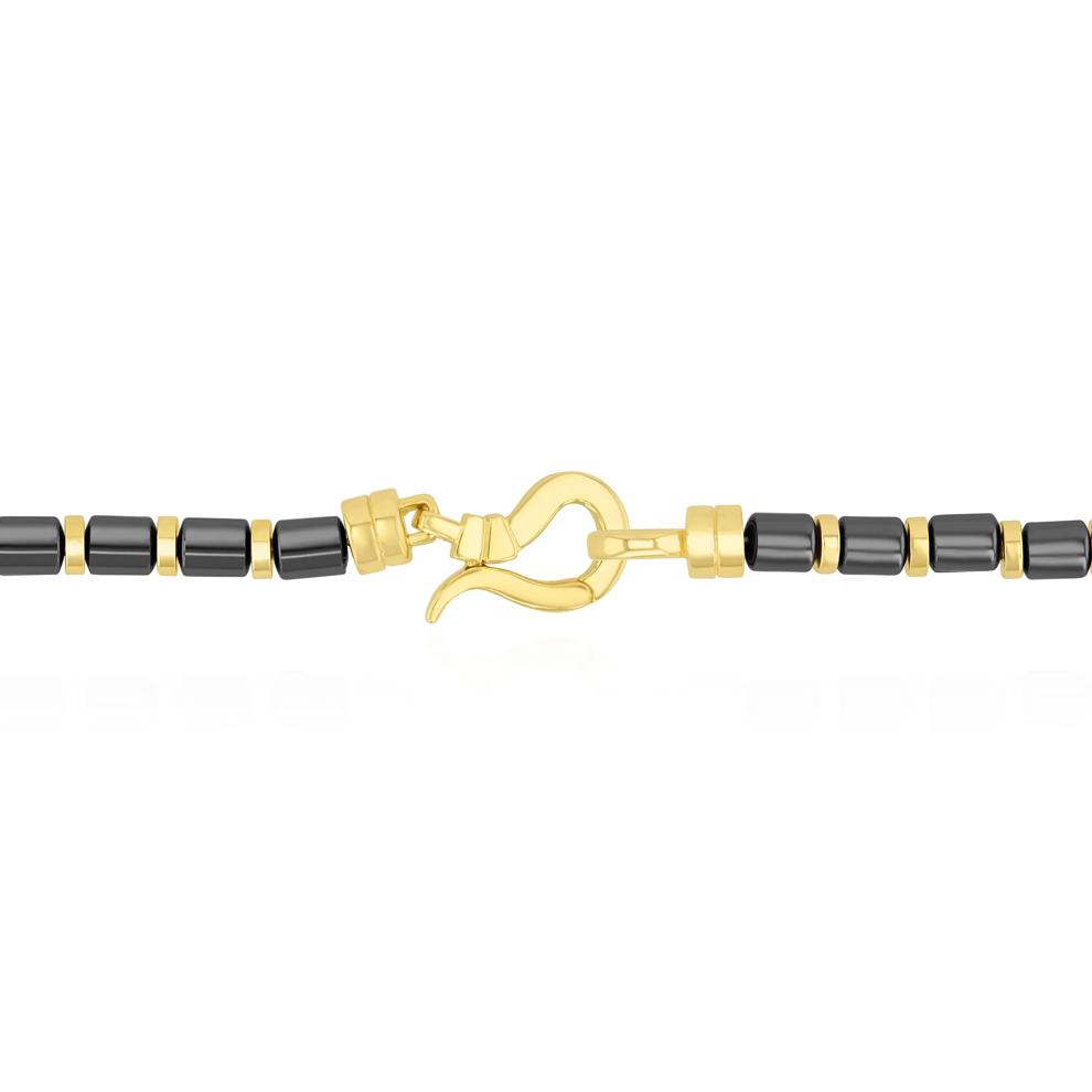 Men's Hematite Barrel Bead Necklace in Vermeil – Image 2 of 4