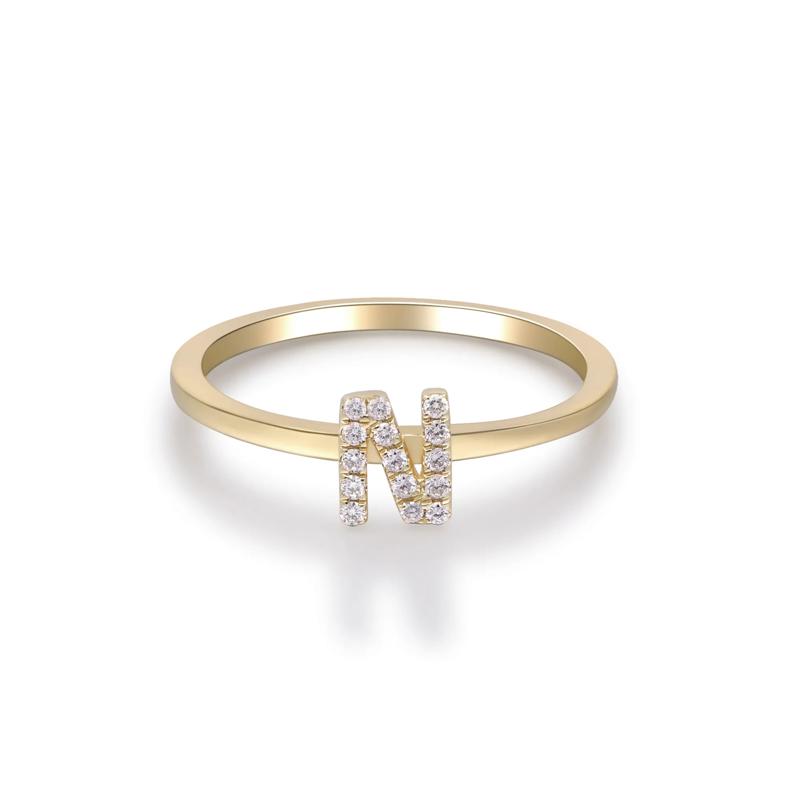 Diamond Accent "N" Initial Ring in 10K Yellow Gold – Image 5 of 5