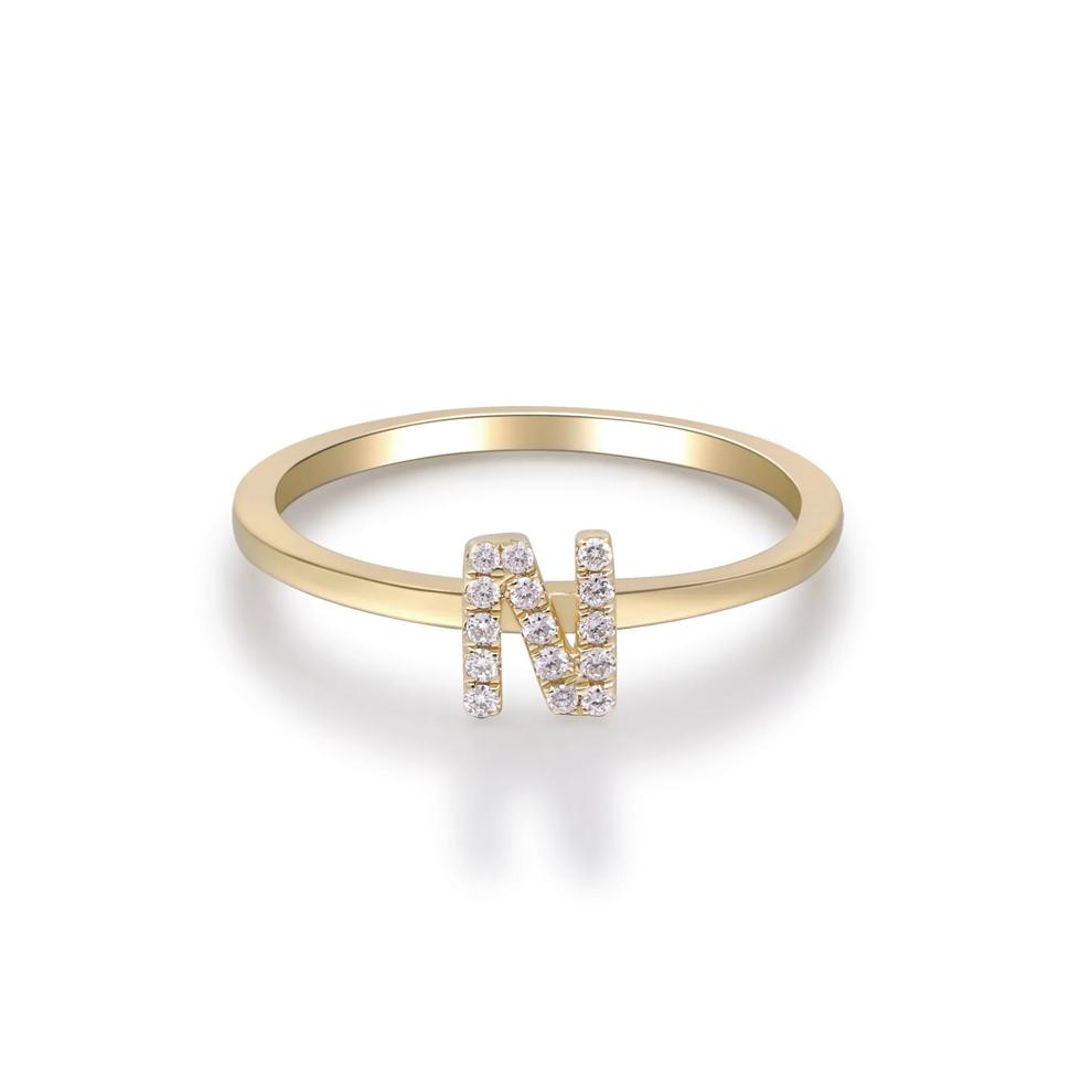 Diamond Accent "N" Initial Ring in 10K Yellow Gold – Image 5 of 5