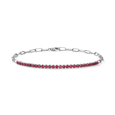 Lab-Created Ruby Paperclip Bracelet in Sterling Silver