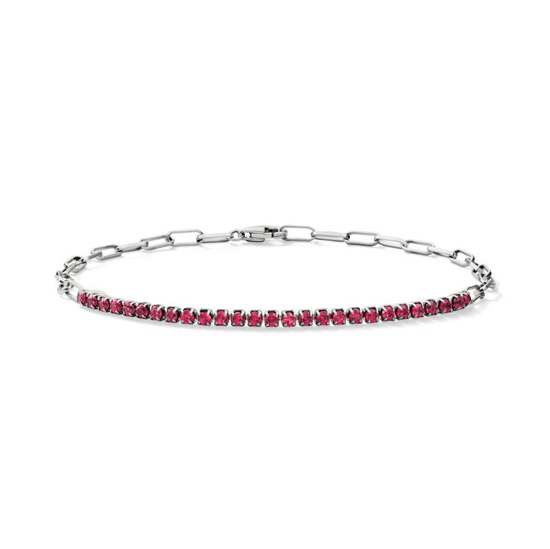 Lab-Created Ruby Paperclip Bracelet in Sterling Silver – Image 1 of 2