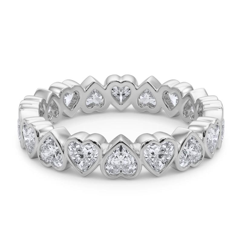 Lab Grown Diamond Heart Bezel Eternity Band in Platinum &#40;2 ct. tw.&#41; – Image 4 of 5