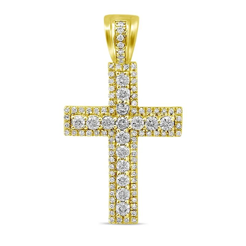 Men&#39;s Diamond Cross Pendant in 10K Yellow Gold &#40;3/4 ct. tw.&#41; – Image 4 of 4