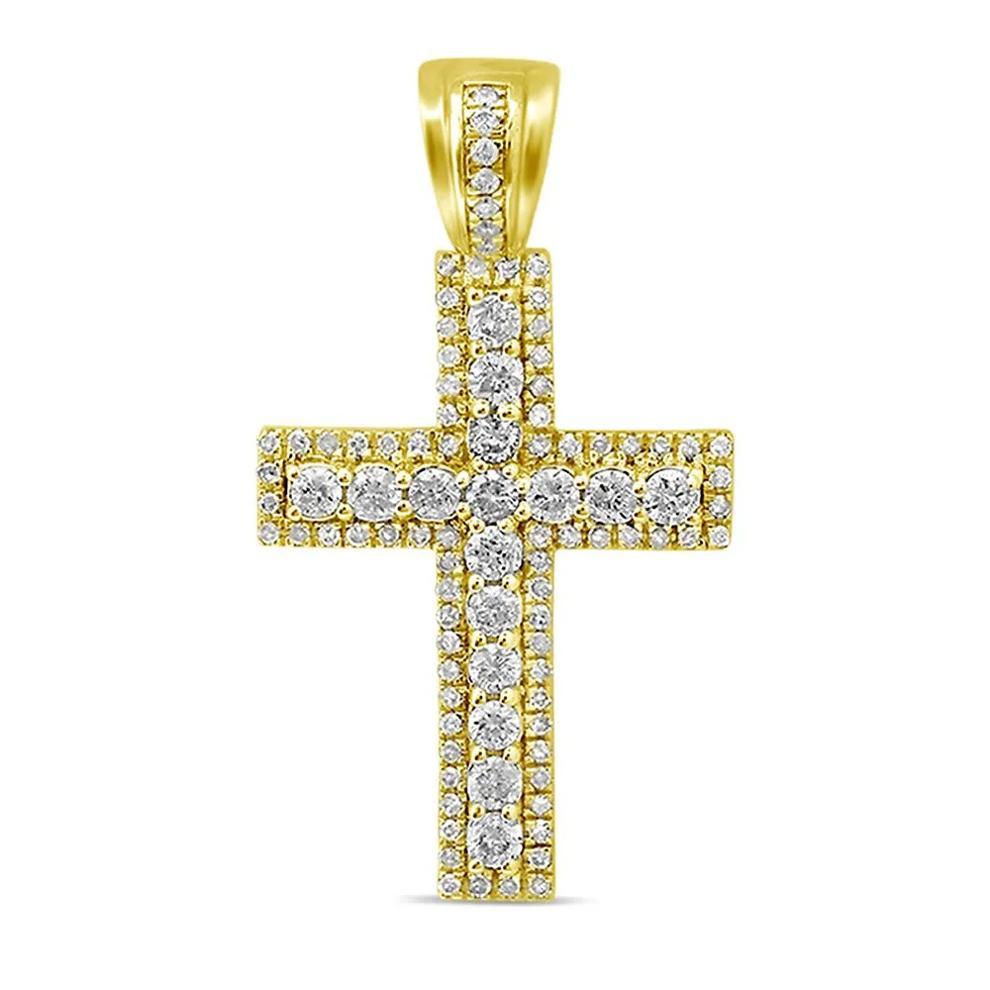 Men's Diamond Cross Pendant in 10K Yellow Gold (3/4 ct. tw.) – Image 4 of 4
