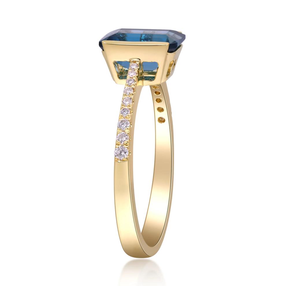 Blue Topaz Center &amp; Diamond Ring in 10K Yellow Gold (1/10 ct. tw.) – Image 3 of 4